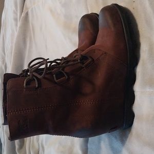 Sorel Joan of Arctic lace up wedge booties EUC Sz. 10